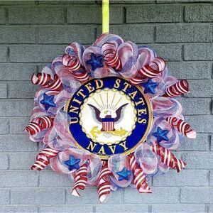 ❤🤍💙Wreath❤🤍💙 Patriotic Navy USA Red White & Blue Wreath